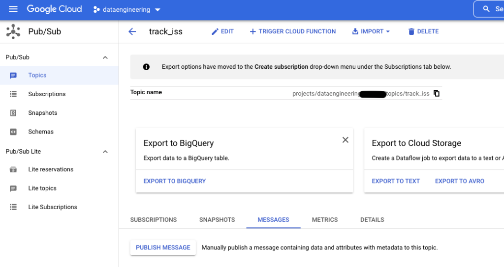 data engineering project idea iss tracker python create topic message pubs